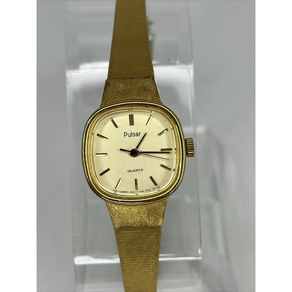 Vintage Pulsar Women's Quartz Watch Petite Gold Band Y481-5500 New Battery